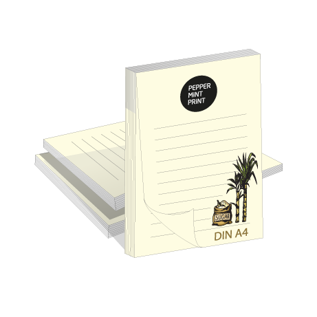 Block ohne Deckblatt aus Zuckerrohr | DIN A4 mit 50 Blatt | einseitig bedruckt