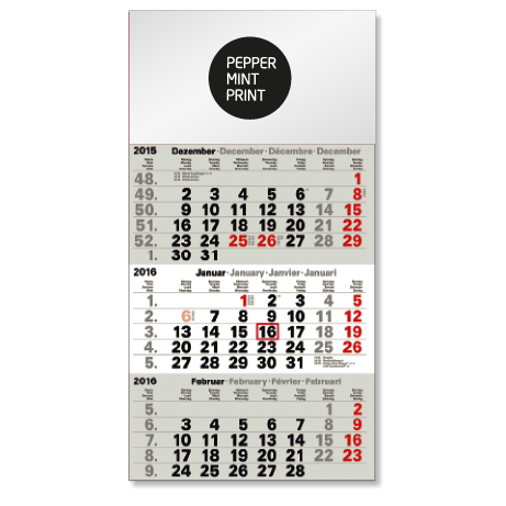 3-Monatskalender für das Folgejahr